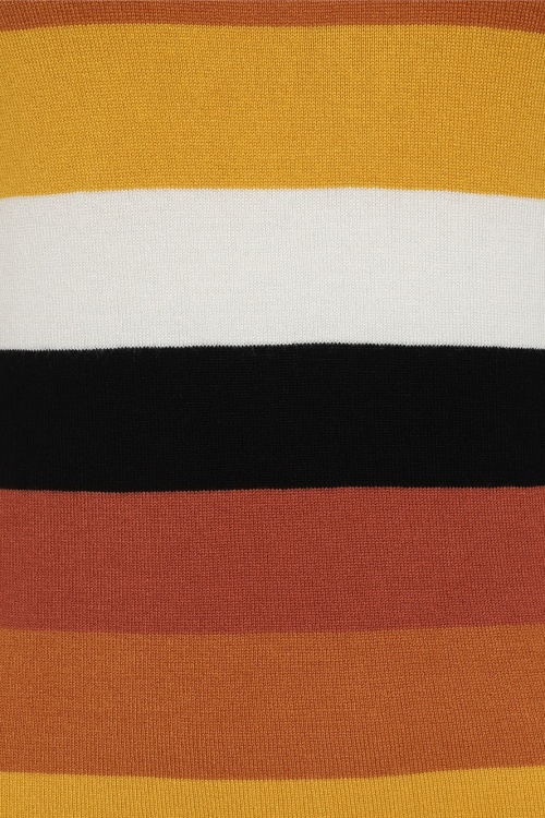 Collectif Clothing - Chrissie Candy Corn Stripe Strickoberteil in Orange 3