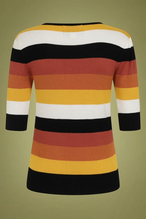 Collectif Clothing - Chrissie Candy Corn Stripe Strickoberteil in Orange 2