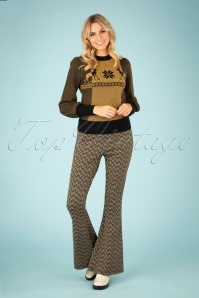 King Louie - 70s Border Flared Facet Pants in Black