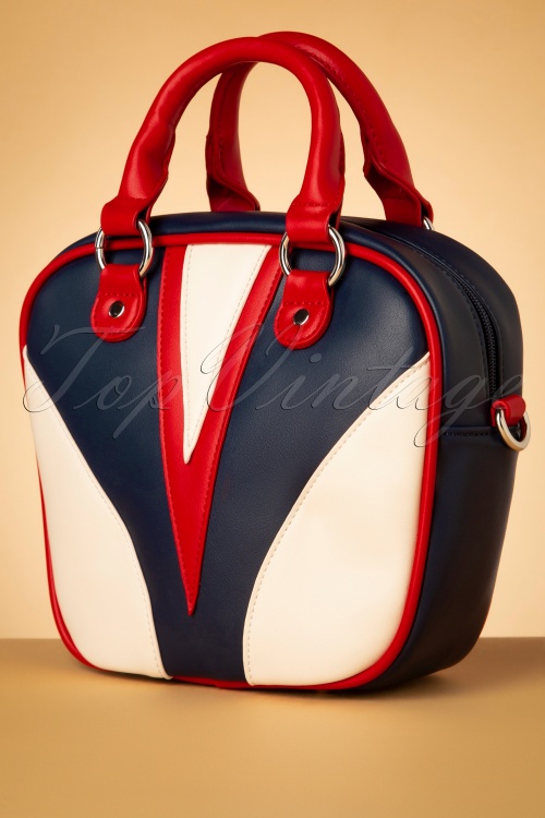 Banned Retro - 50s Superstar Mini Bowling Bag in Navy