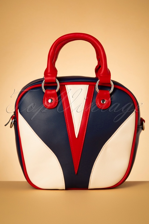 Banned Retro - 50s Superstar Mini Bowling Bag in Navy 2
