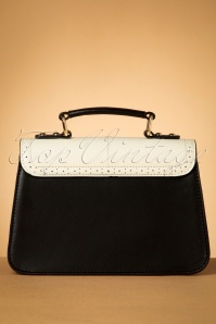 Banned Retro - 50s Scalloped Handbag in Black and Cream 3