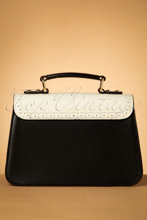Banned Retro - 50s Scalloped Handbag in Black and Cream 3