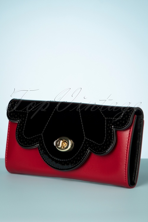 Banned Retro - 50s Scalloped Wallet in Burgundy and Black 2