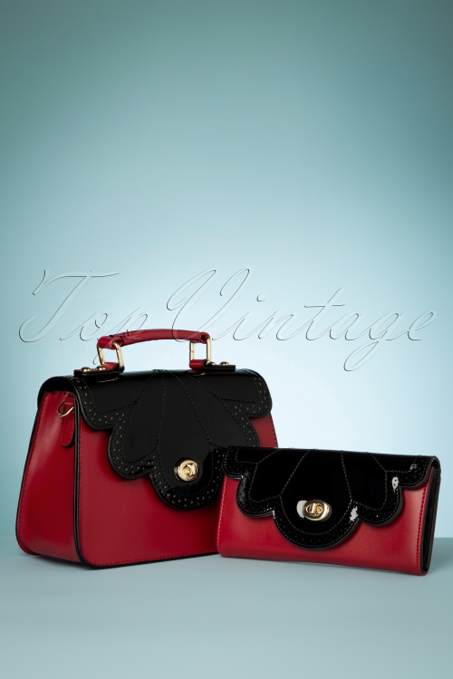 Banned Retro - 50s Scalloped Wallet in Burgundy and Black 4