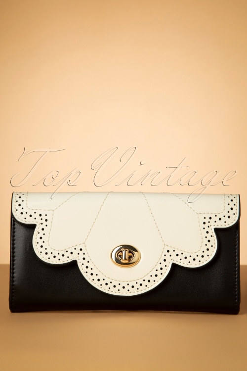 Banned Retro - 50s Scalloped Wallet in Black and Cream 2