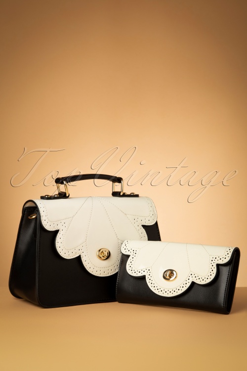Banned Retro - 50s Scalloped Wallet in Black and Cream 4