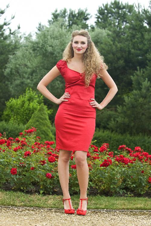 Collectif Clothing - Dolores Kleid Lippenstift Rot 2