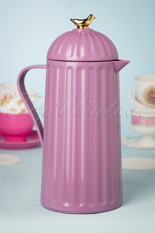 Rice - Gold Bird Thermos in Lavender