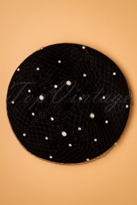 Banned Retro - 50s Maggie Pearl Beret in Black 2