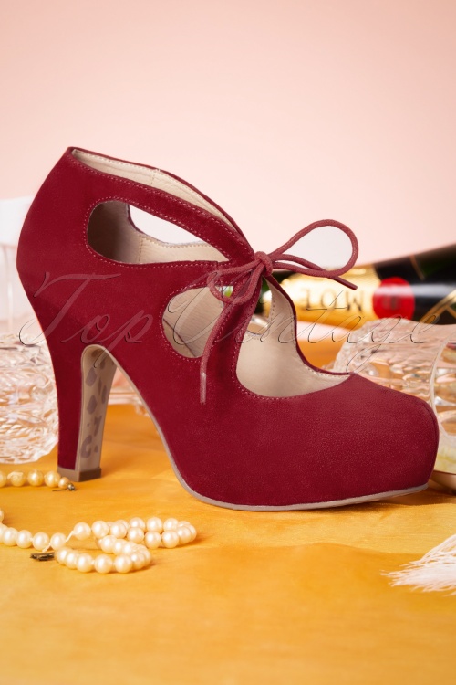 Lola Ramona ♥ Topvintage - Angie Adora suède pumps in Jester rood 2