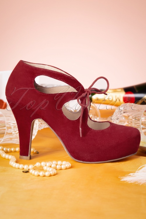 Lola Ramona ♥ Topvintage - Angie Adora suède pumps in Jester rood 5