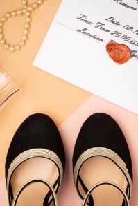 Lola Ramona ♥ Topvintage - 20s June Jaqueline Suede Pumps in Black and Gold 3