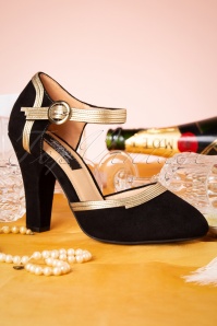 Lola Ramona ♥ Topvintage - 20s June Jaqueline Suede Pumps in Black and Gold