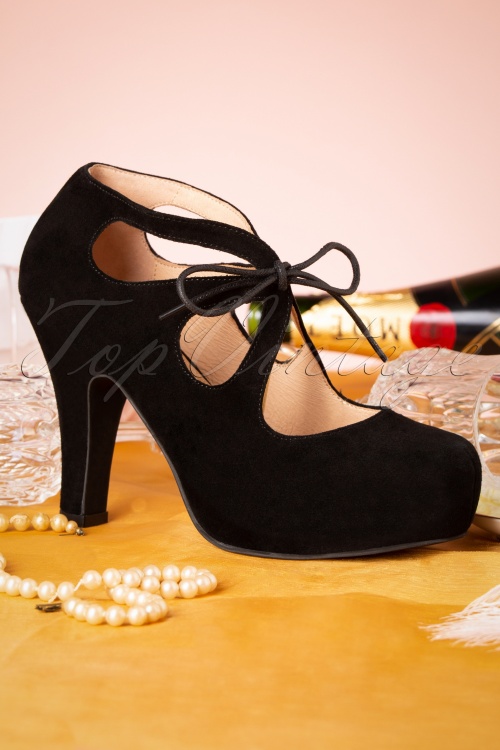 Lola Ramona ♥ Topvintage - Angie Adora Suede Pumps Années 20 en Noir 5