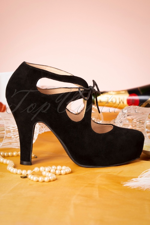 Lola Ramona ♥ Topvintage - Angie Adora Suede Pumps Années 20 en Noir