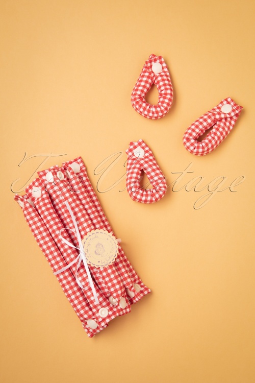 Lieblingsstucke By JuttaVerena - Gingham Goals - Set van 12 krulspelden in rood 2