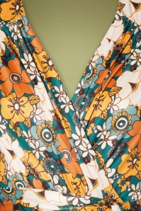 Vintage Chic for Topvintage - Mohnblumen Swing Kleid in Senf und Blaugrün 3