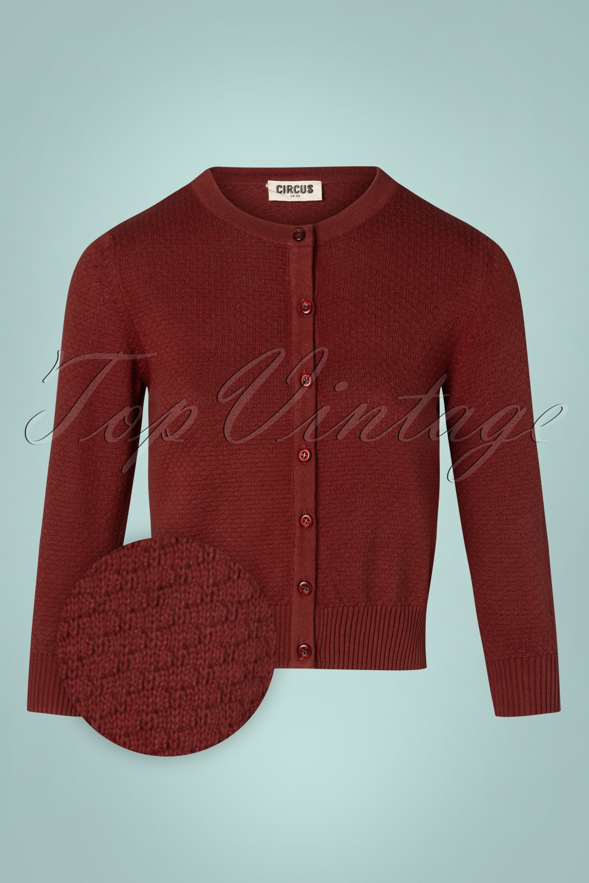 Circus - Waffle cardigan in Fired Brick