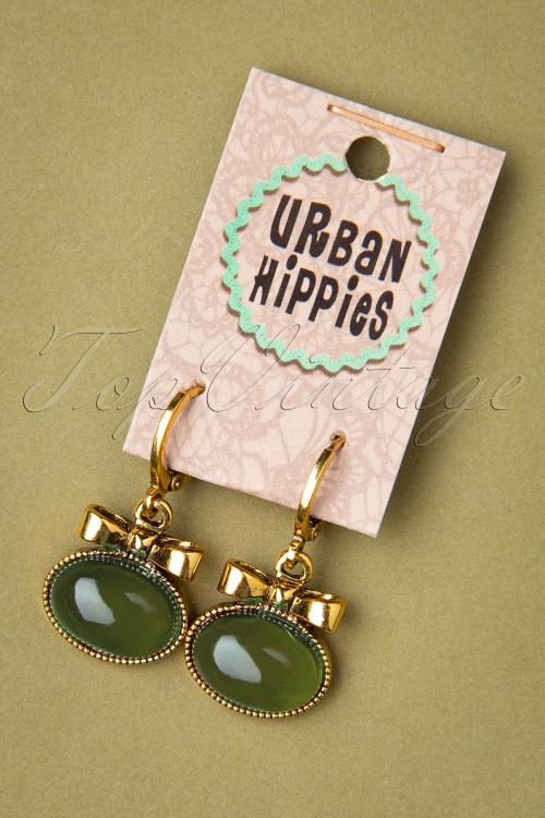 Urban Hippies - Goldplated Sassy oorbellen in mos 2