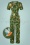 Vintage Chic for TopVintage 70s Zena Floral Bird Jumpsuit in Green