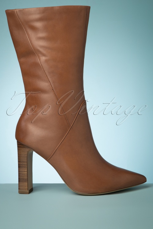 Tamaris - 70s Jocelyn Leather Boots in Cognac 4