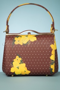 Collectif Clothing - 60s Carrie Autumnal Bloom Bag in Burgundy 5