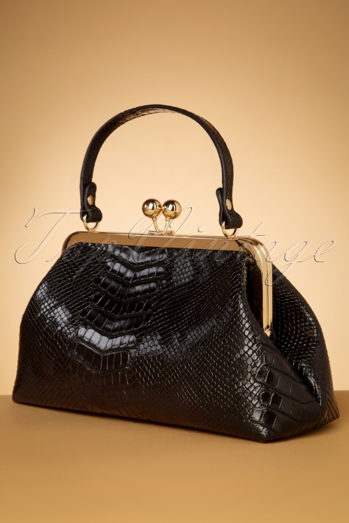 Collectif Clothing - 50s Doris Croc Bag in Black 2