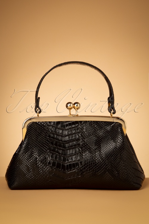 Collectif Clothing - 50s Doris Croc Bag in Black