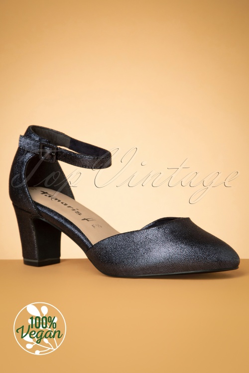 Tamaris - Giselle Glam Pumps Années 50 en Bleu Indigo