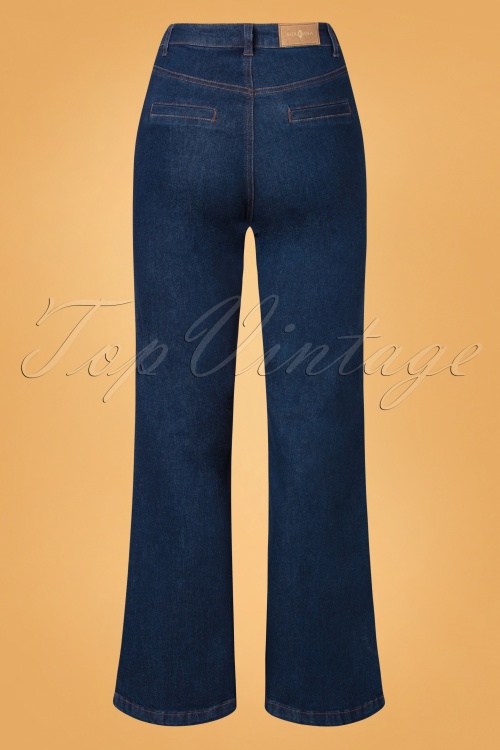 Surkana - Betsy Wide Trousers Années 70 en Jean Bleu 3