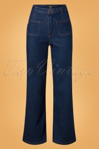 Surkana - 70s Betsy Wide Trousers in Blue Denim
