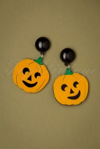 Collectif Clothing - Pumpkin Earrings Années 50 en Orange