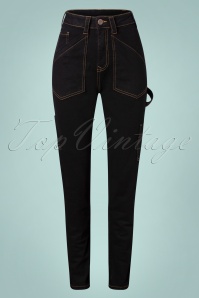 Queen Kerosin - 50s Workwear Denim Pants in Black