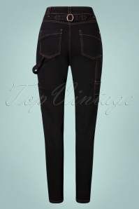 Queen Kerosin - 50s Workwear Denim Pants in Black 2