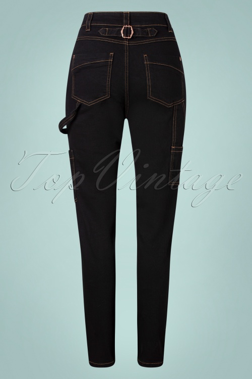 Queen Kerosin - 50s Workwear Denim Pants in Black 2