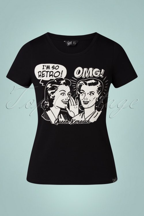 Queen Kerosin - I Am So Retro T-Shirt Années 50 en Noir