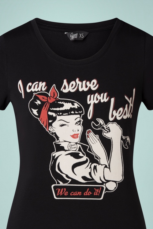 Queen Kerosin - I Can Serve You T-Shirt Années 50 en Noir 3