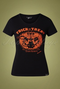 Queen Kerosin - Trick Or Treat T-Shirt Années 50 en Noir