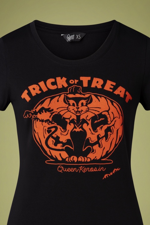 Queen Kerosin - Trick Or Treat T-Shirt Années 50 en Noir 3