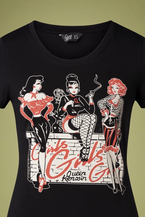 Queen Kerosin - Girls Girls Girls T-Shirt Années 50 en Noir 3