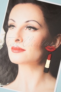 Collectif Clothing - 50s Lipstick Earrings in Red and Gold 2