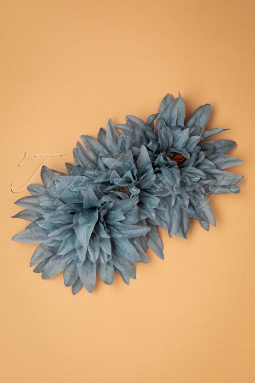 Collectif Clothing - Billie Hair Flower Années 50 en Bleu Grisâtre