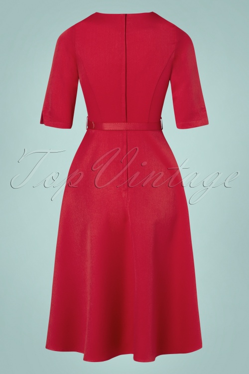 Banned Retro - 50s Winter Rose Swing Dress in Red 4