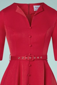 Banned Retro - 50s Winter Rose Swing Dress in Red 3