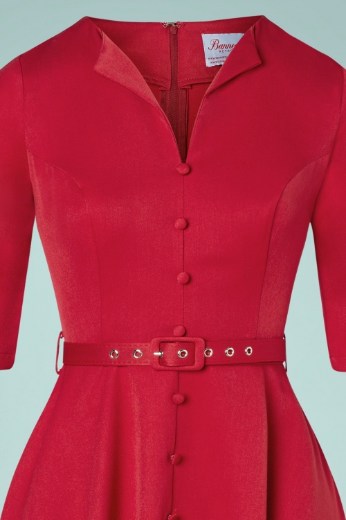 Banned Retro - Winter Rose swing jurk in rood 3