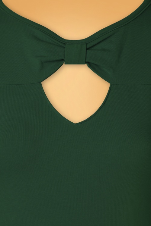 Banned Retro - 50s Queen Bow Top in Green 5