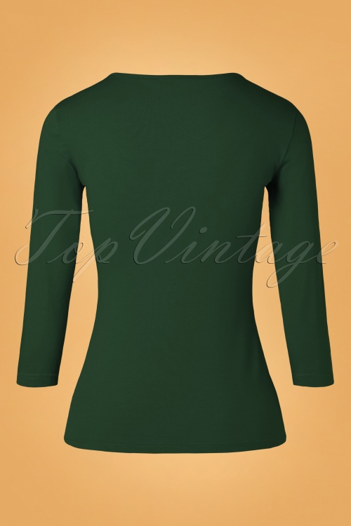 Banned Retro - 50s Queen Bow Top in Green 3