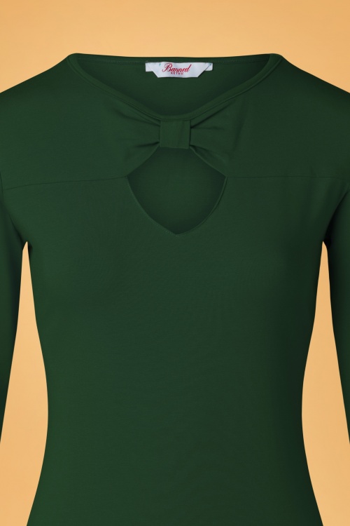 Banned Retro - 50s Queen Bow Top in Green 4