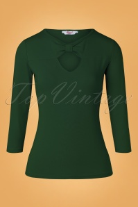 Banned Retro - 50s Queen Bow Top in Green